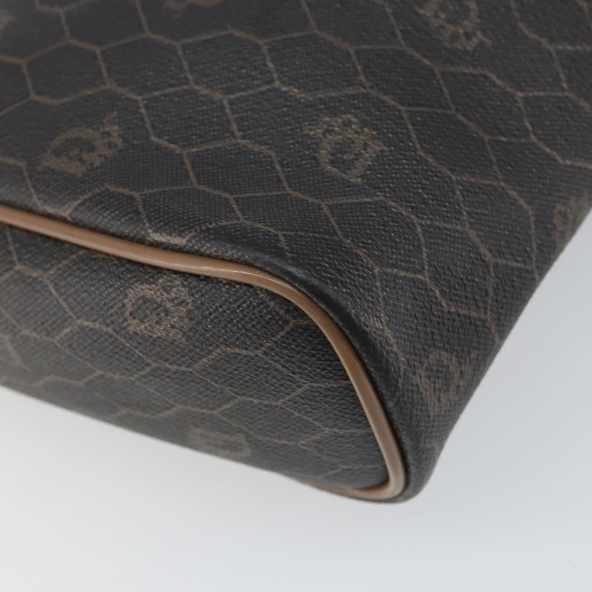 Christian Dior Vintage Honeycomb Zip Pouch Canvas And Leather Black Canvas Clutche & Pouche Bag (Pre-Owned)