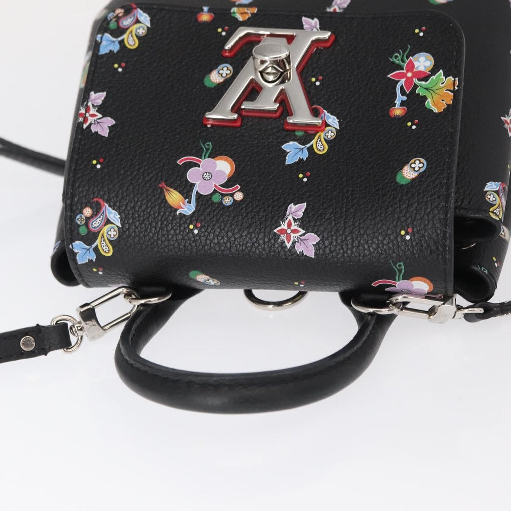 Louis Vuitton Lockme Backpack Floral Printed Leather Black Leather Backpack Bag