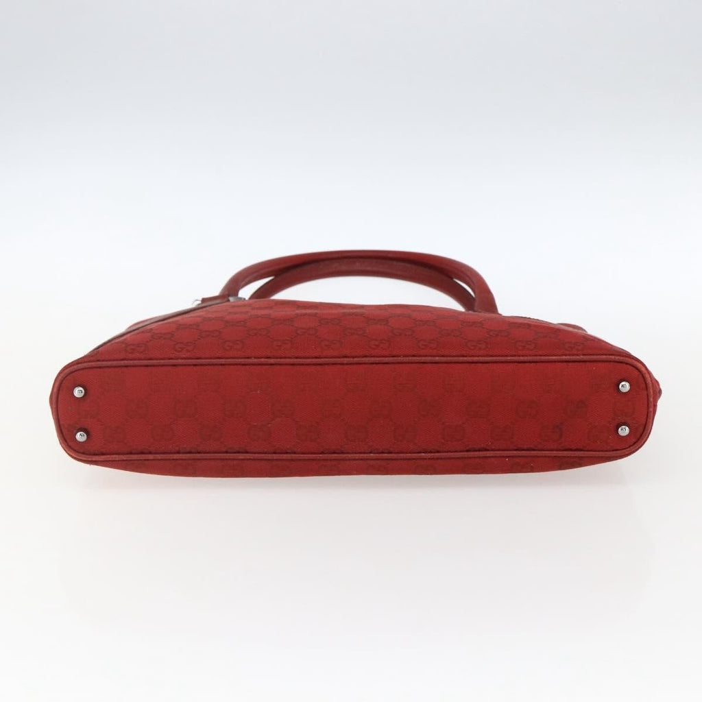 Gucci Vintage Ring Tote Gg Canvas With Leather Red Canvas Handbag (Pre-Owned)