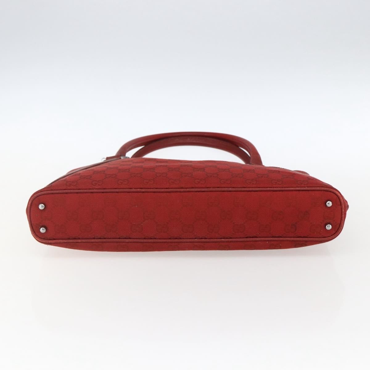 Gucci Vintage Ring Tote Gg Canvas With Leather Red Canvas Handbag (Pre-Owned)