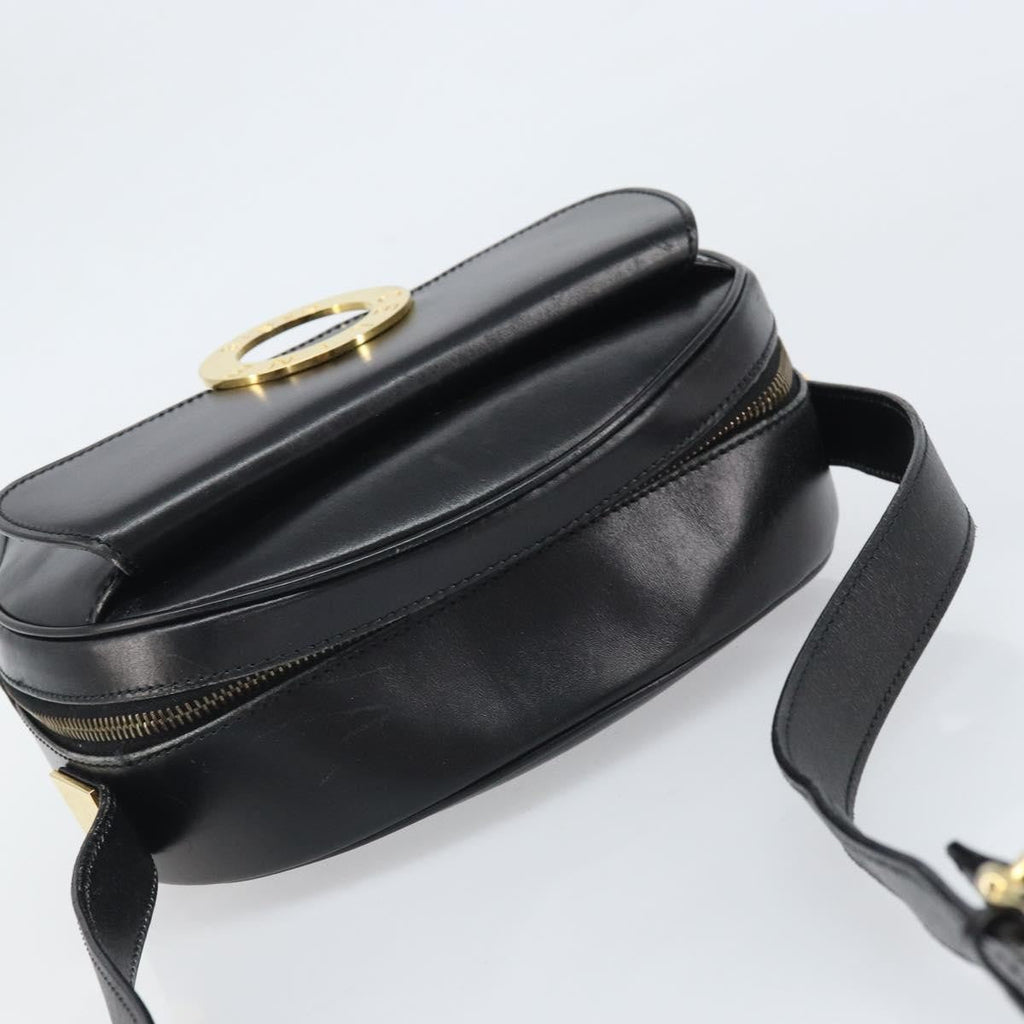 Celine Circle Logo Shoulder Bag Leather Black Leather Shoulder Bag Bag