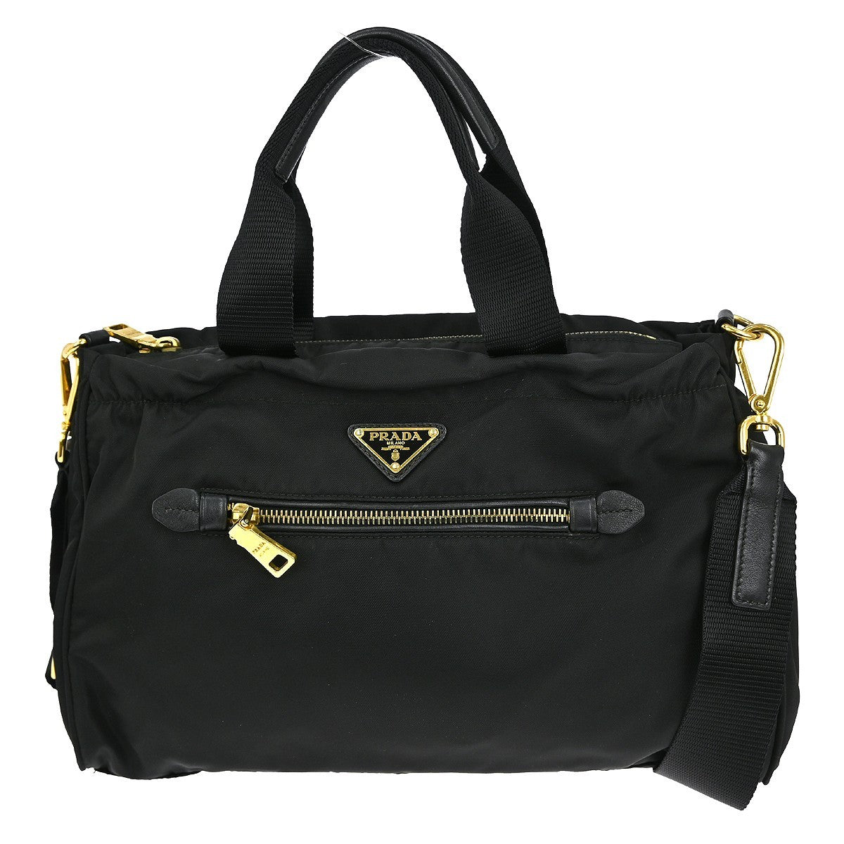 Prada Zip Convertible Shopping Tote Tessuto With Saffiano Leather Black Nylon Tote Bag Bag