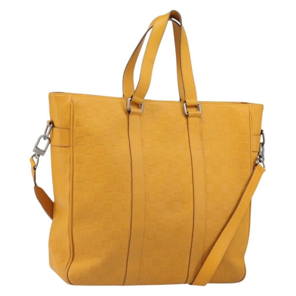 Louis Vuitton Tadao Handbag Damier Infini Leather Yellow Leather Handbag