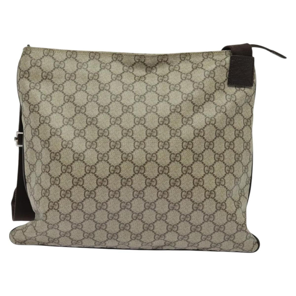 Gucci Zip Top Messenger Bag Gg Coated Canvas Beige Canvas Shoulder Bag Bag (Pre-Owned)