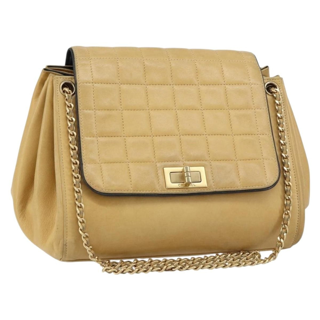 Chanel Chocolate Bar Accordion Reissue Flap Bag Quilted Lambskin Beige Leather Shoulder Bag Bag