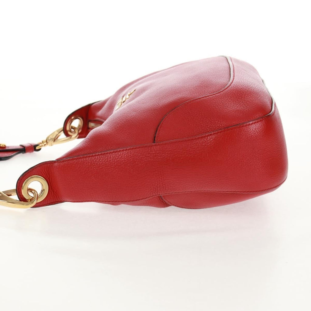 Prada Striped Strap Zip Hobo Vitello Daino Red Leather Shoulder Bag Bag