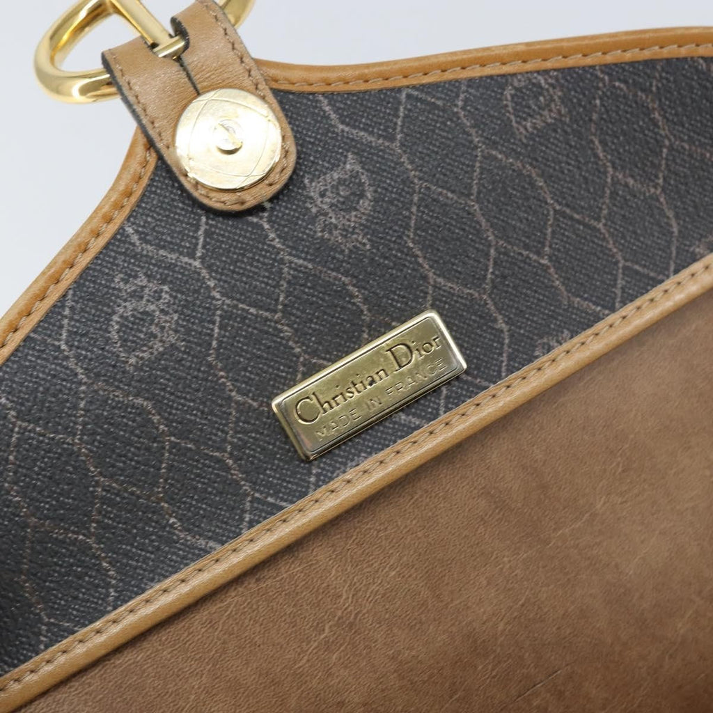 Christian Dior Vintage Honeycomb Shoulder Bag Canvas And Leather Black Canvas Shoulder Bag Bag (Pre-Owned)