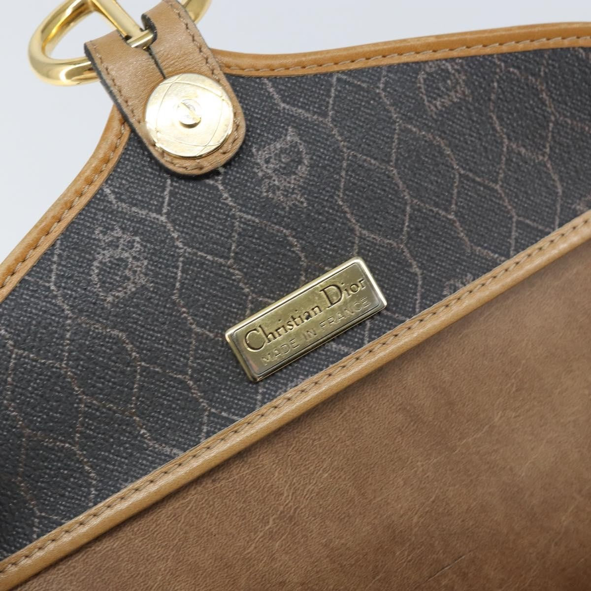Christian Dior Vintage Honeycomb Shoulder Bag Canvas And Leather Black Canvas Shoulder Bag Bag (Pre-Owned)