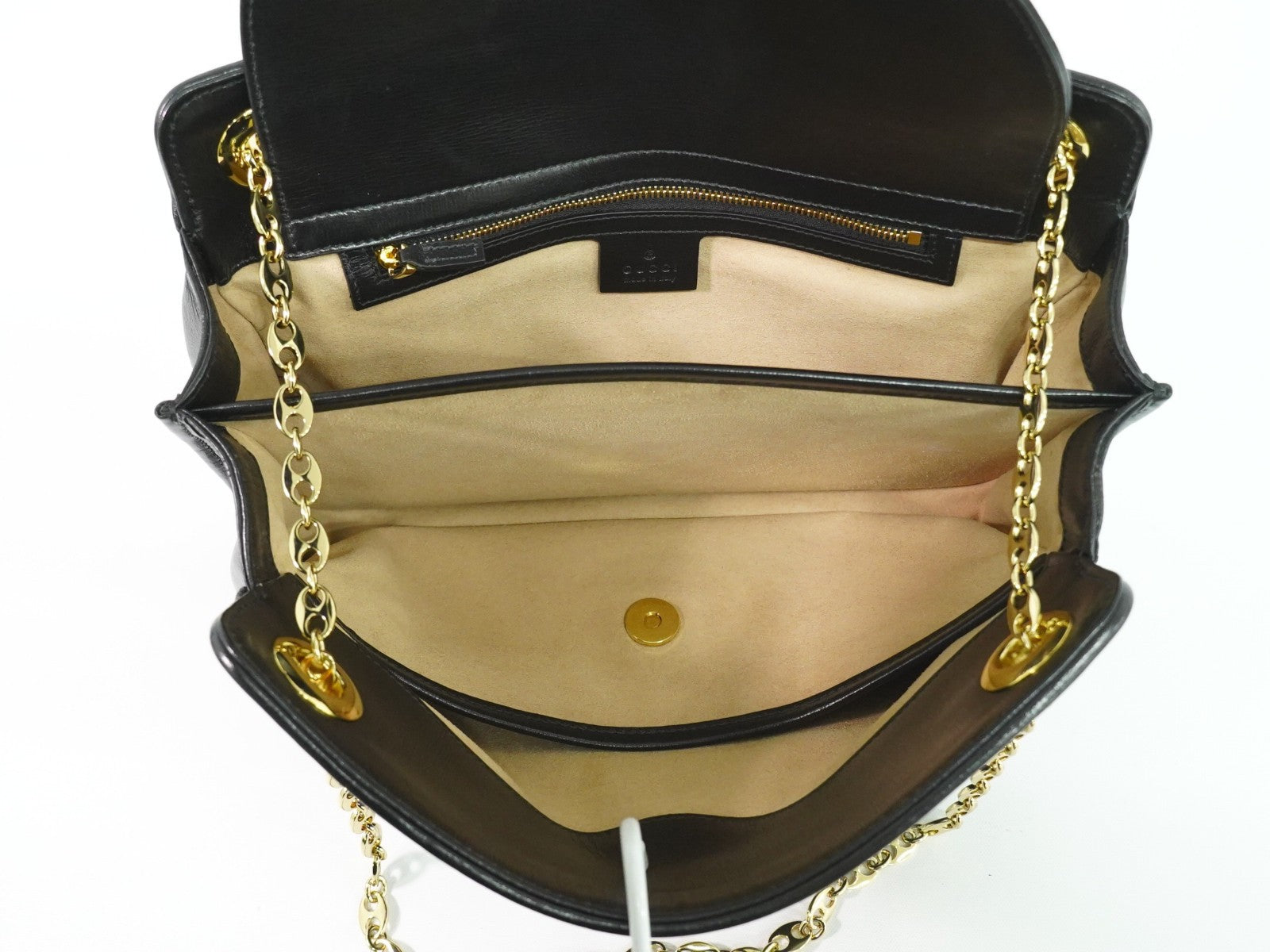 Gucci Marina Chain Shoulder Bag Leather Black Leather Shoulder Bag Bag (Pre-Owned)