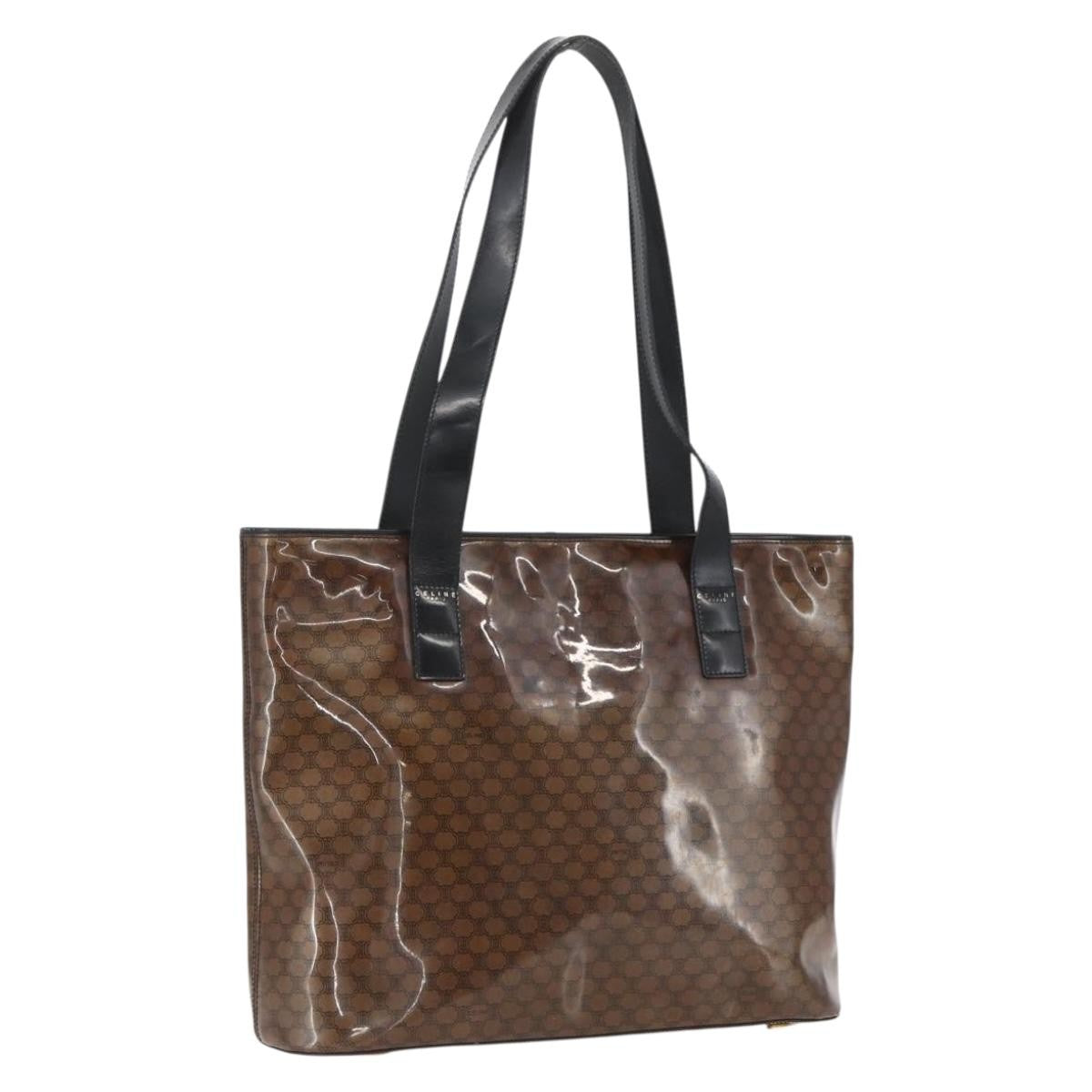 Celine Vintage Macadam Shoulder Bag Macadam Canva  Vinyl Brown Plastic Shoulder Bag Bag