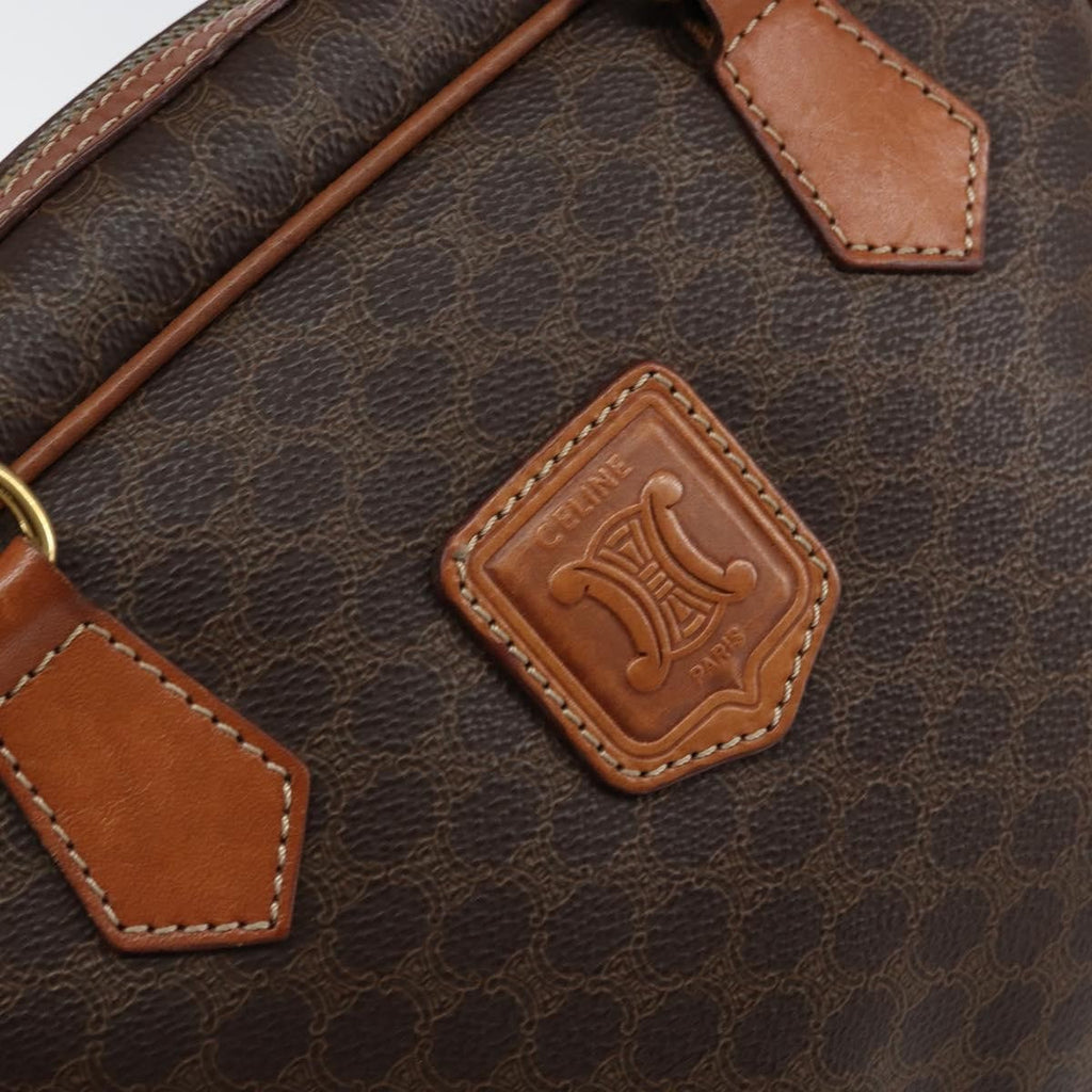 Celine Macadam Handbag Macadam With Leather Brown Canvas Handbag