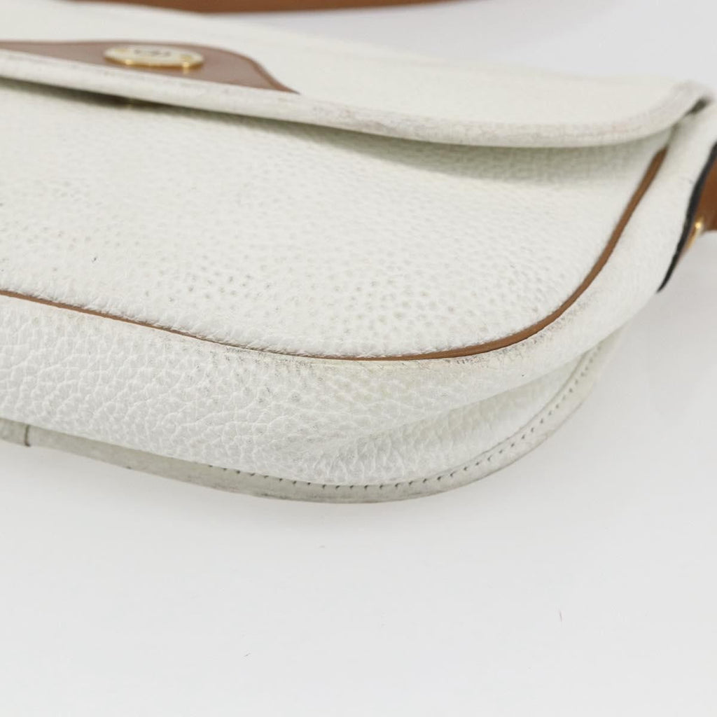 Christian Dior Vintage Shoulder Bag Leather White Leather Shoulder Bag Bag (Pre-Owned)