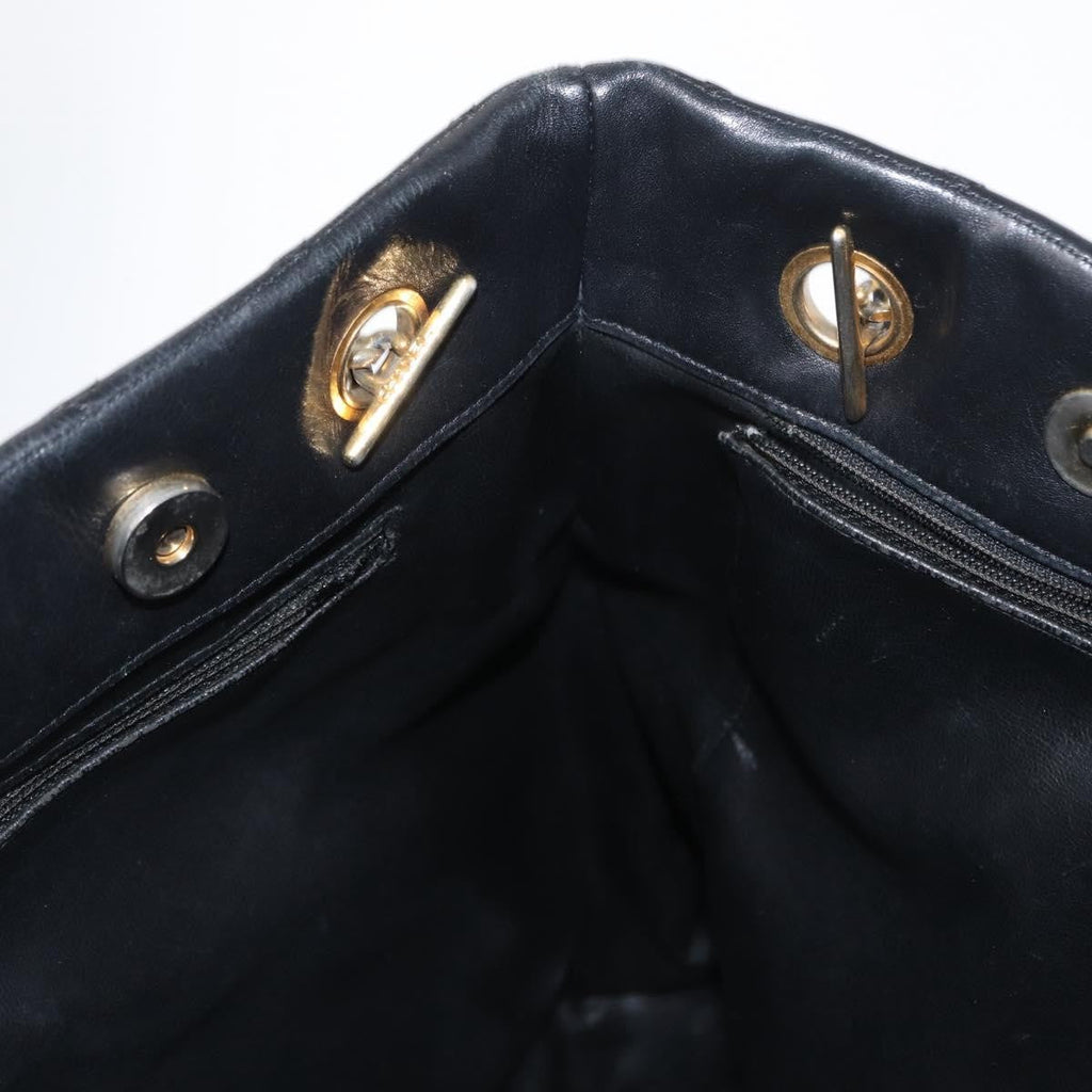Chanel Chain Tote Leather Black Leather Handbag