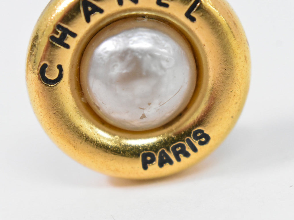 Chanel Cc Hoop Clip-On Earrings Crystal Embellished Metal Gold Gold_Plated Earrings Jewelry