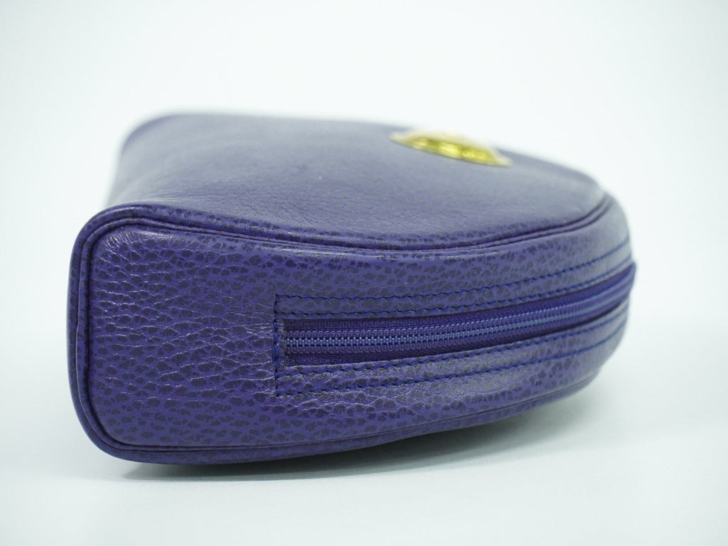 Christian Dior Vintage Zip Pochette Leather Blue Leather Clutche & Pouche Bag (Pre-Owned)