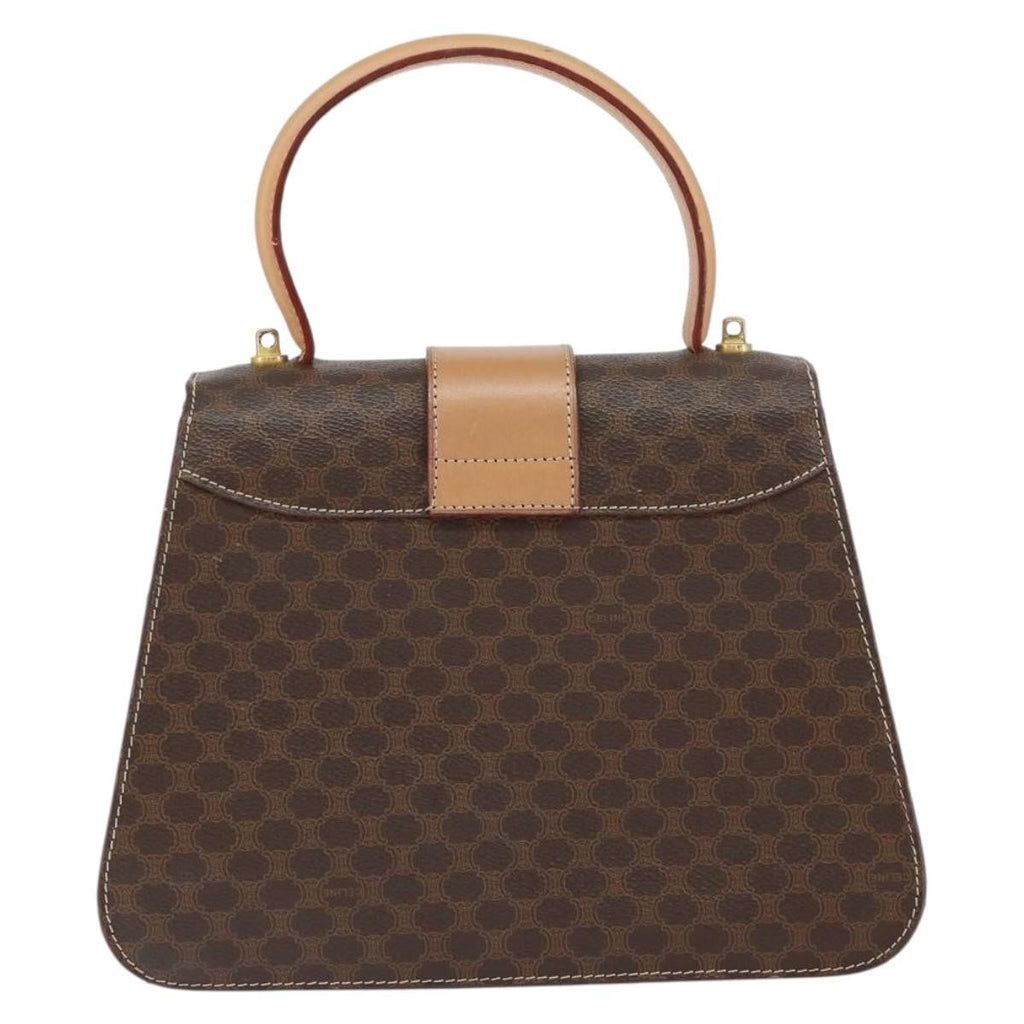 Celine Vintage Macadam Handbag Canvas Brown Pvc Handbag