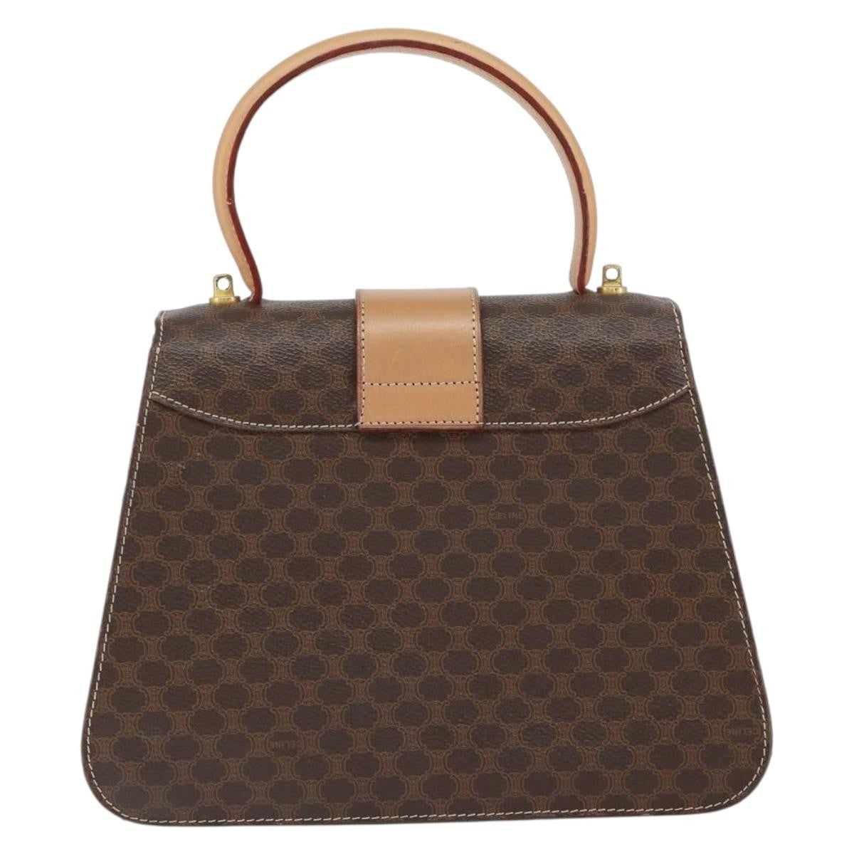 Celine Vintage Macadam Handbag Canvas Brown Pvc Handbag