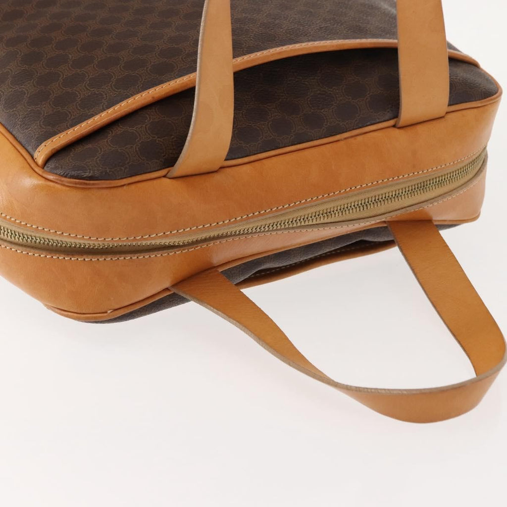 Celine Vintage Macadam Handbag Canvas And Leather Brown Canvas Handbag