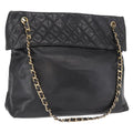 Chanel Chain Tote Leather Black Leather Handbag