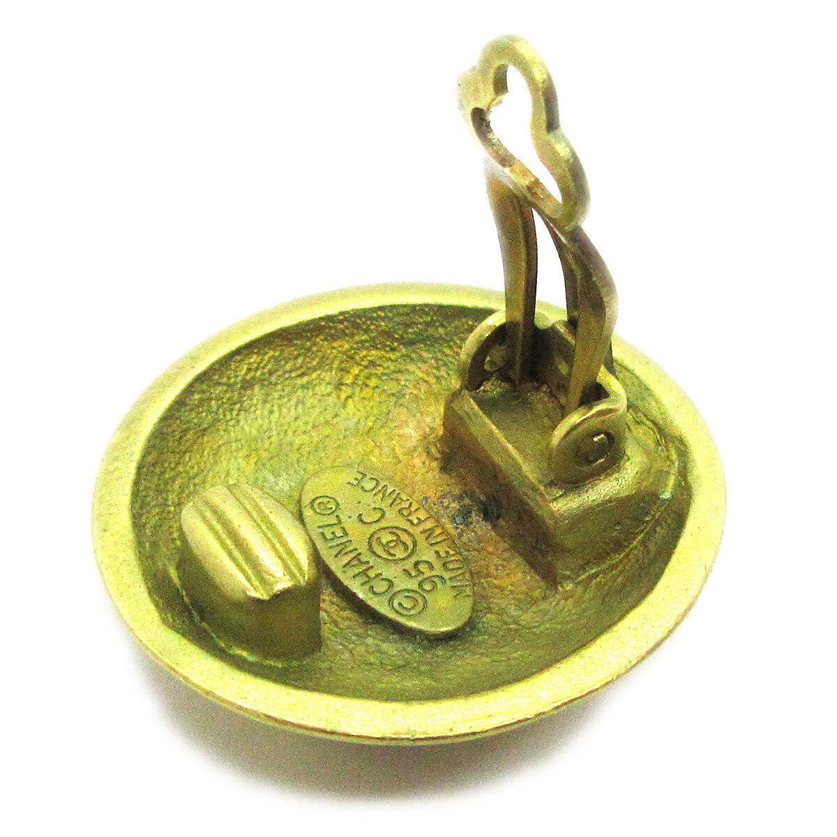 Chanel Cc Button Clip-On Earrings Metal Gold Metal Earrings Jewelry