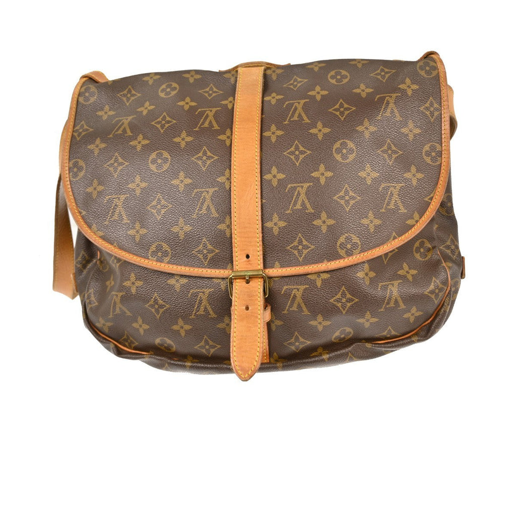 Louis Vuitton Saumur Handbag Monogram Canvas Brown Canvas Shoulder Bag