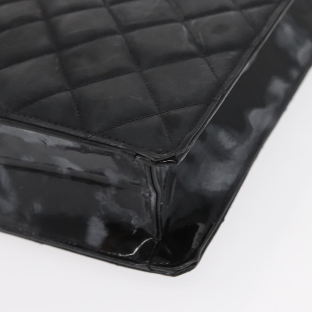 Chanel Chocolate Bar Tote Leather Black Patent_Leather Handbag