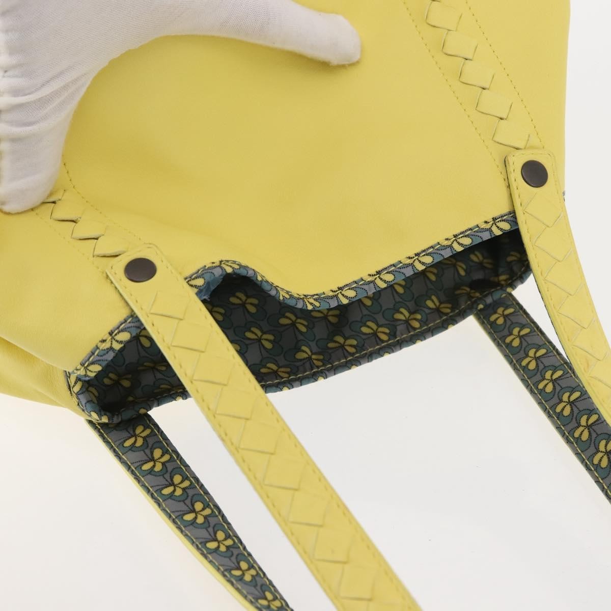 Bottega Veneta A-Shape Tote Leather With Intrecciato Detail Yellow Leather Shoulder Bag Bag