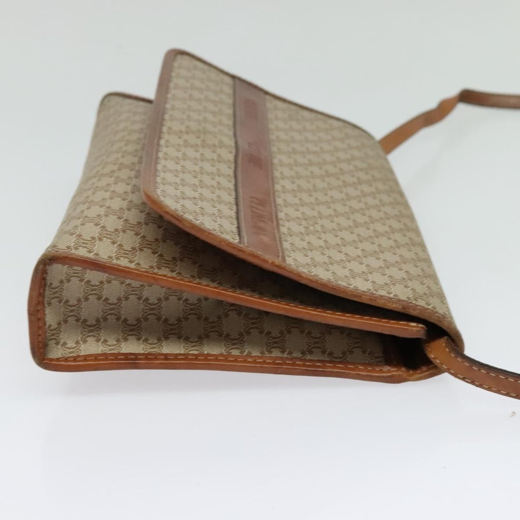 Celine Vintage Macadam Shoulder Bag Canvas And Leather Beige Canvas Bag