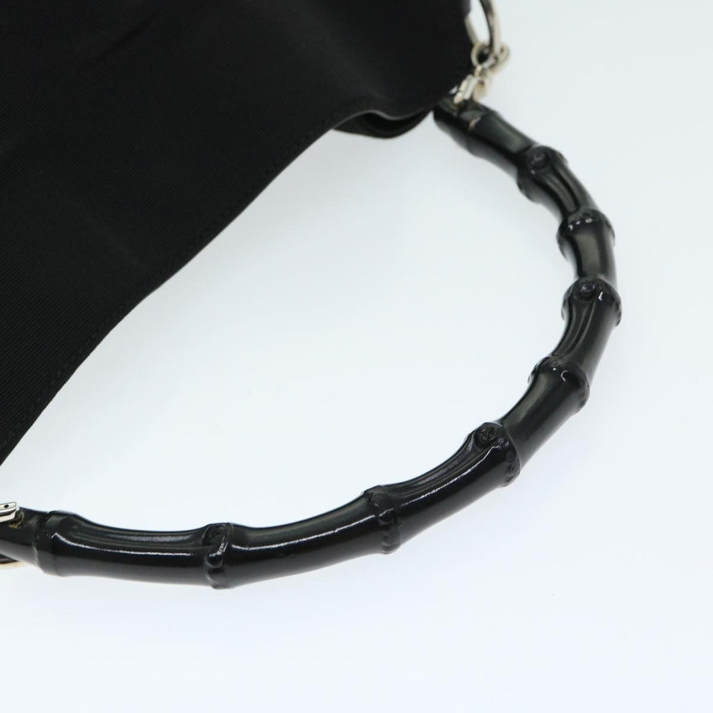 Gucci Vintage Bamboo Handle Bag Nylon Black Nylon Handbag (Pre-Owned)