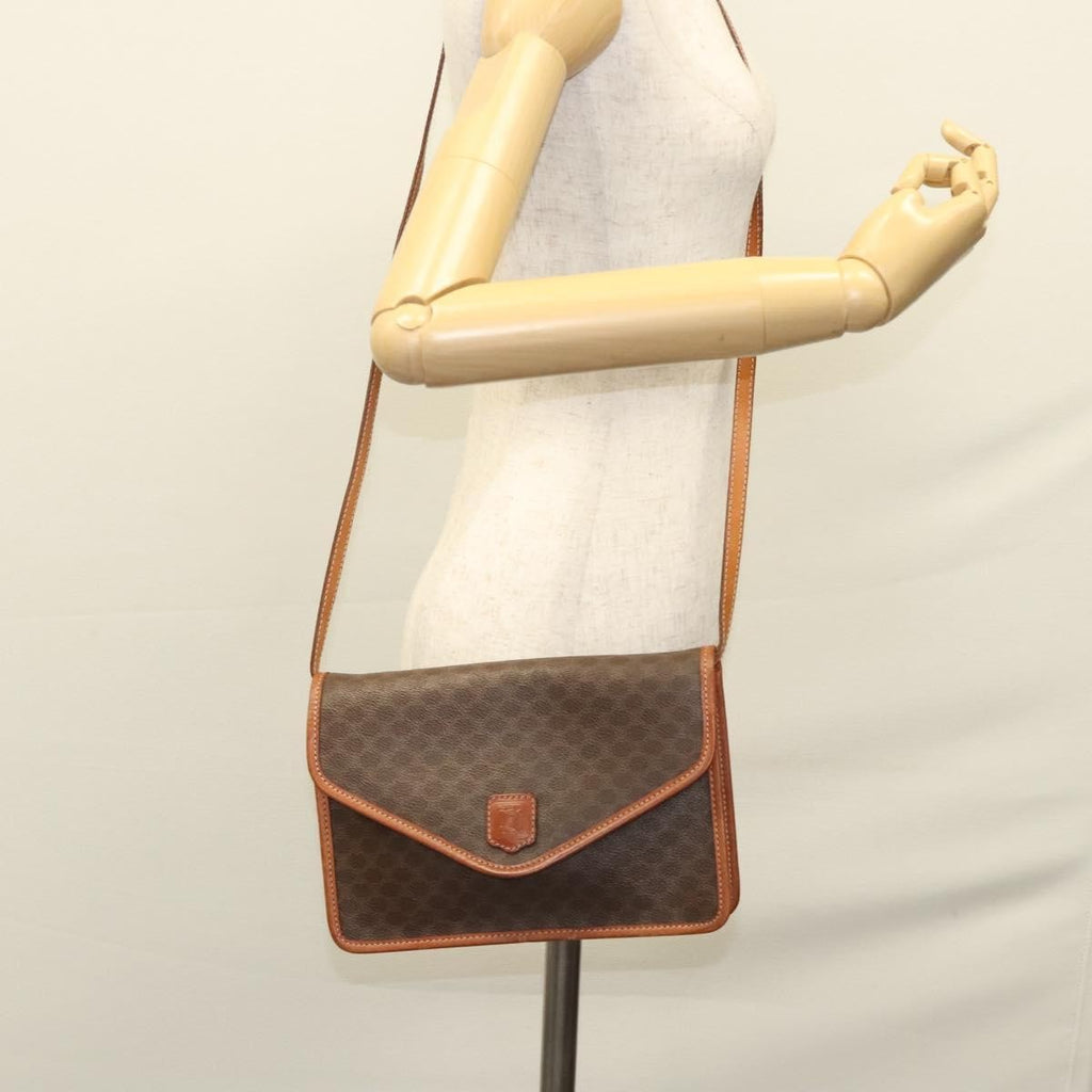 Celine Vintage Macadam Shoulder Bag Canvas And Leather Brown Canvas Shoulder Bag Bag
