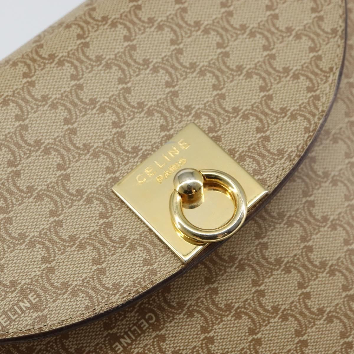 Celine Vintage Macadam Shoulder Bag Canvas Beige Canvas Shoulder Bag Bag