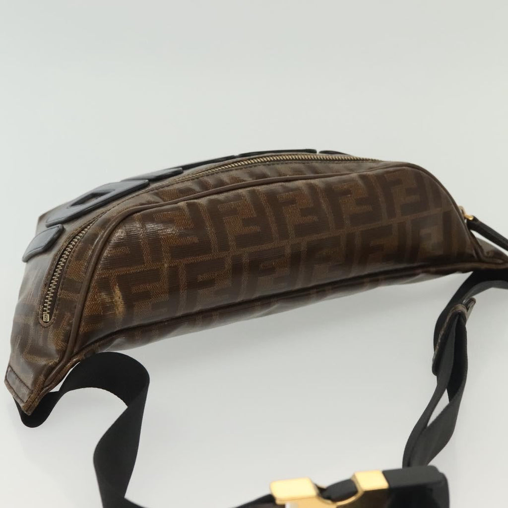 Fendi Mania Logo Waist Bag Zucca Coated Canvas Brown Canvas Clutche & Pouche Bag
