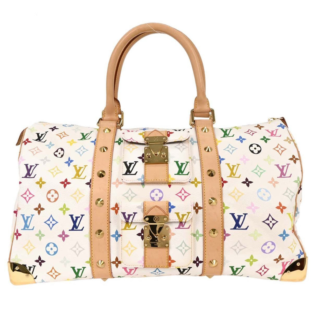 Louis Vuitton Keepall Bag Monogram Multicolor White Canvas Travel Bag