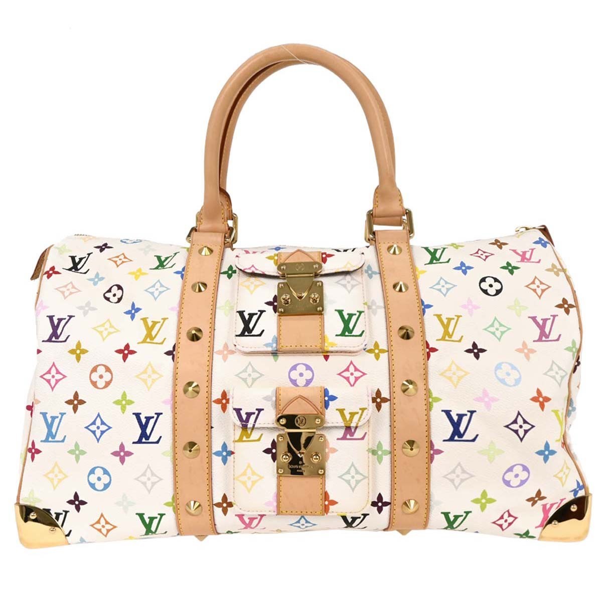Louis Vuitton Keepall Bag Monogram Multicolor White Canvas Travel Bag