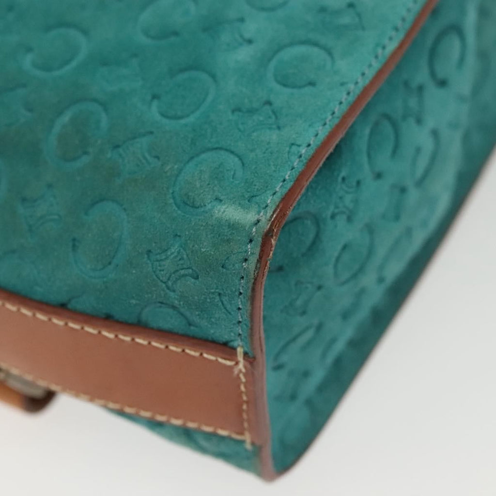 Celine Macadam Shoulder Bag Canvas Turquoise Suede Bag