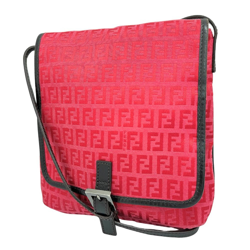 Fendi Flap Crossbody Bag Zucca Canvas Red Canvas Shoulder Bag Bag