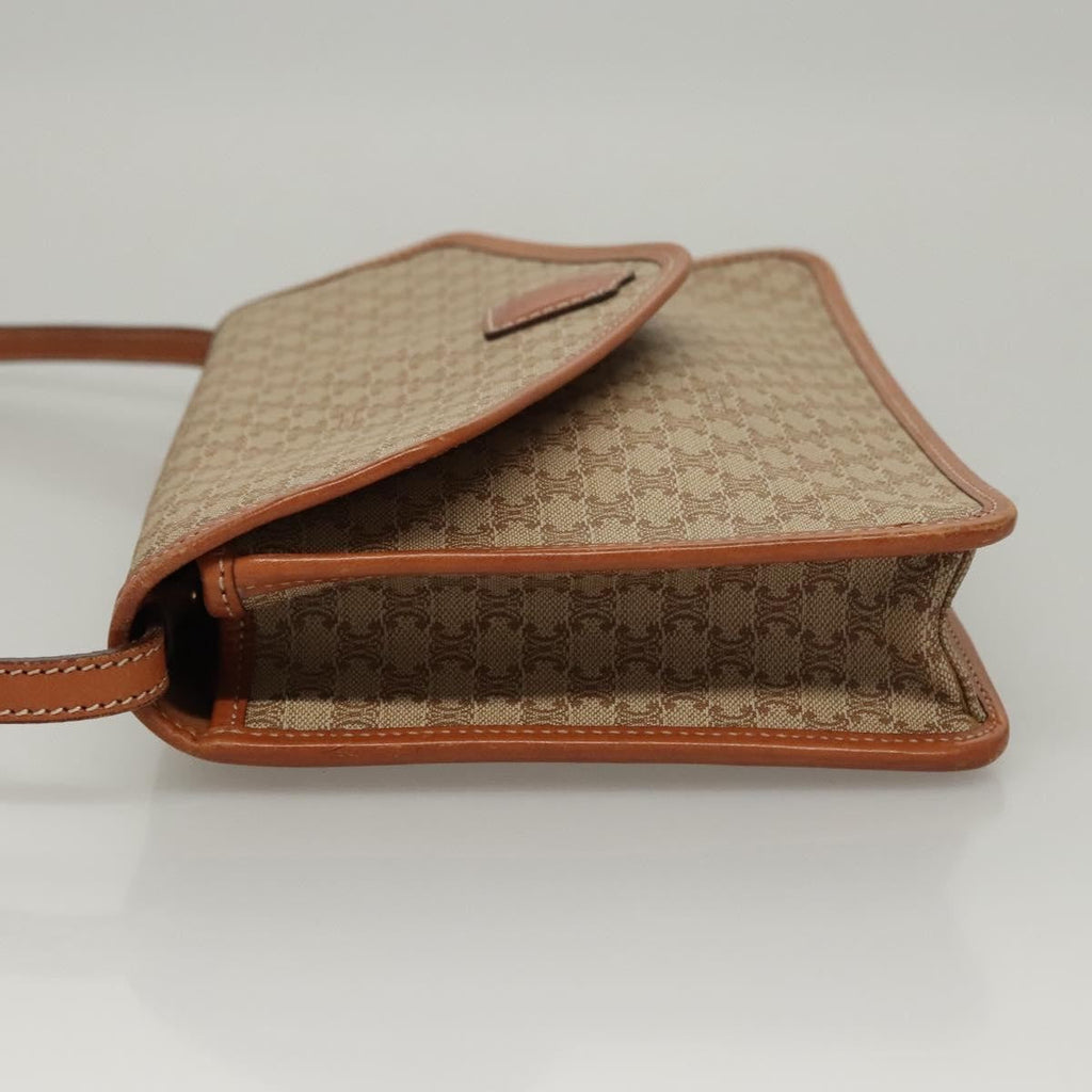 Celine Vintage Macadam Shoulder Bag Canvas And Leather Beige Canvas Shoulder Bag Bag