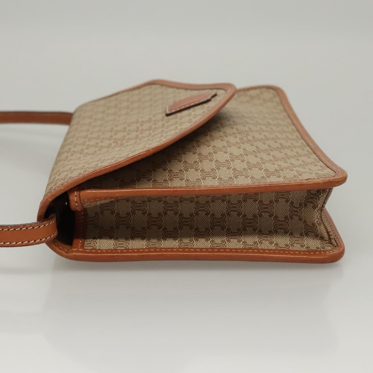 Celine Vintage Macadam Shoulder Bag Canvas And Leather Beige Canvas Shoulder Bag Bag