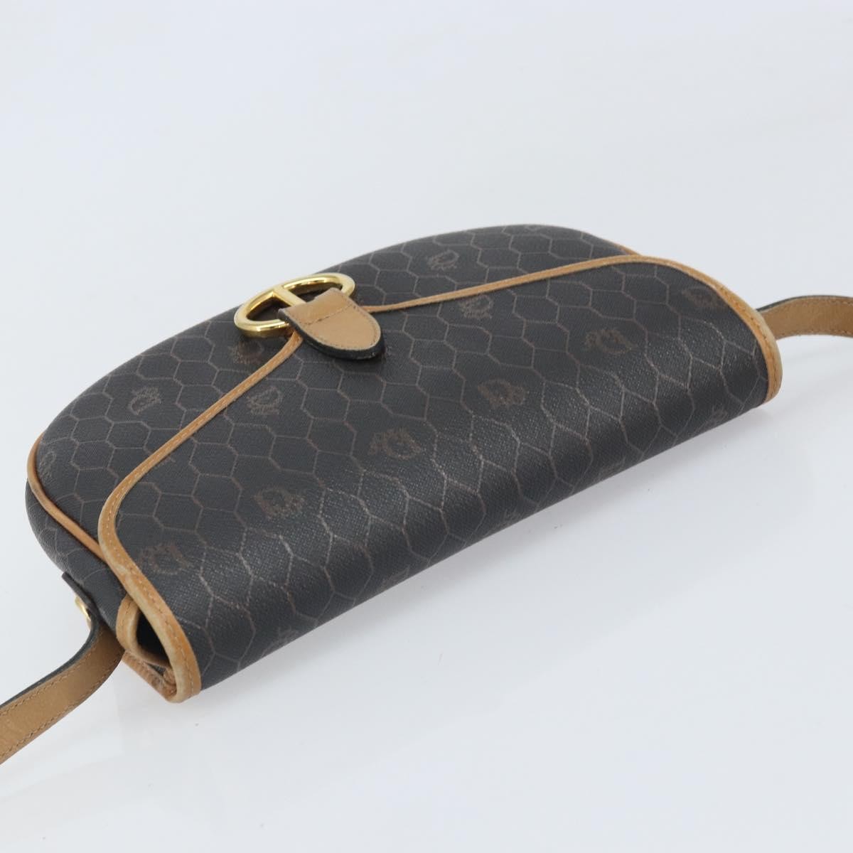 Christian Dior Vintage Honeycomb Shoulder Bag Canvas And Leather Black Canvas Shoulder Bag Bag (Pre-Owned)