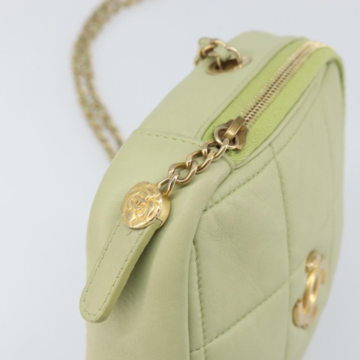 Chanel Diamond Chain Crossbody Bag Quilted Lambskin Green Leather Shoulder Bag Bag