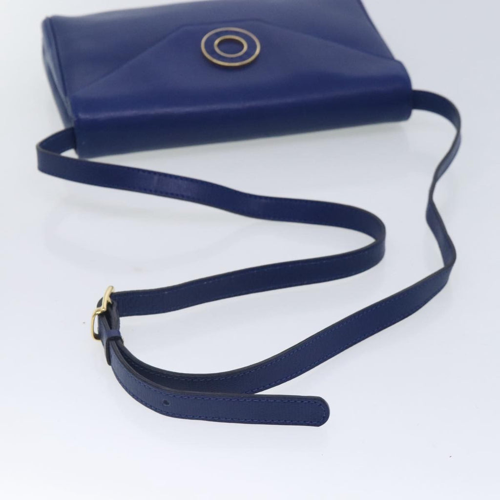 Celine Vintage Circle Logo Crossbody Bag Leather Blue Leather Shoulder Bag Bag