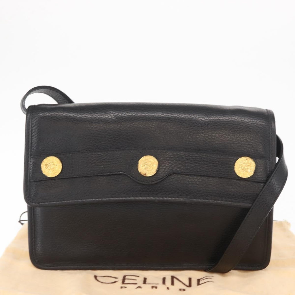 Celine Vintage Shoulder Bag Leather Black Leather Shoulder Bag Bag
