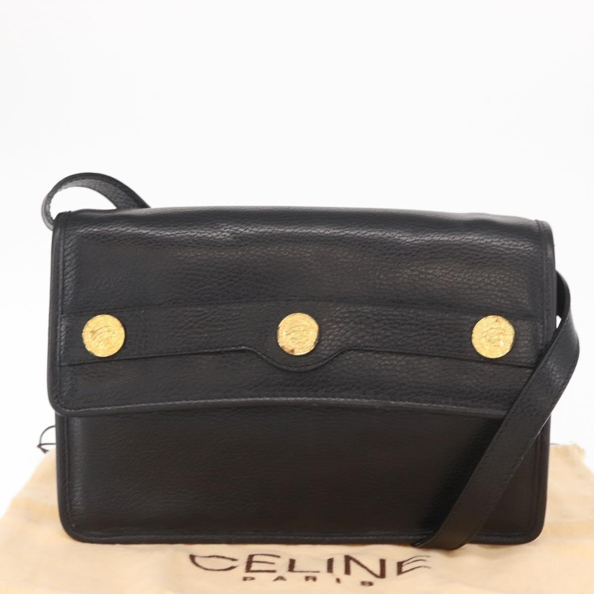 Celine Vintage Shoulder Bag Leather Black Leather Shoulder Bag Bag