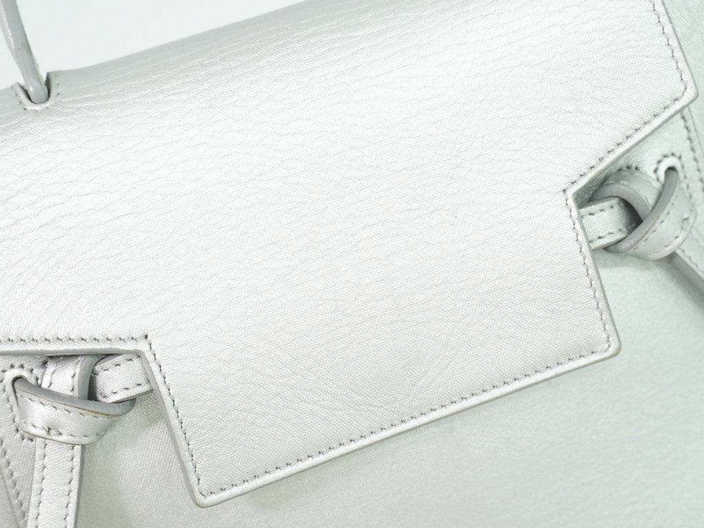 Celine Belt Bag Textured Leather Silver Leather Handbag