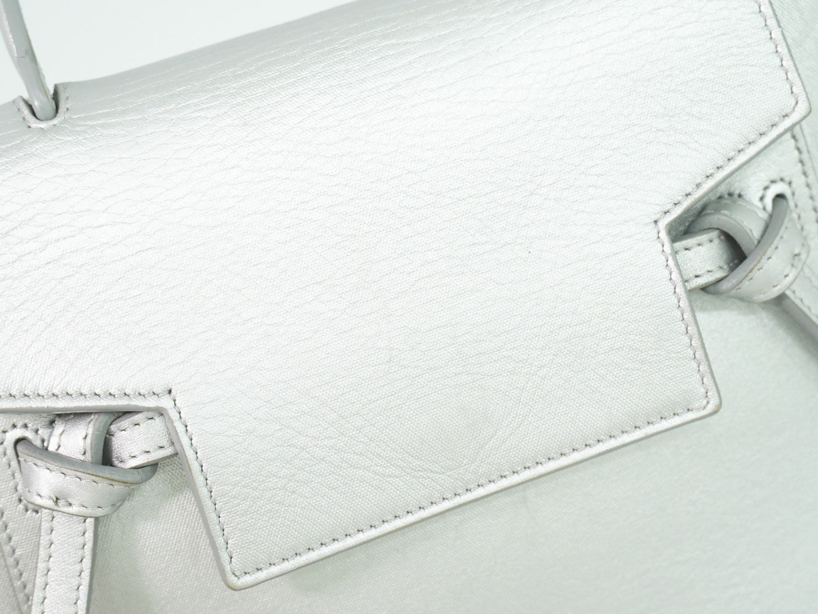 Celine Belt Bag Textured Leather Silver Leather Handbag