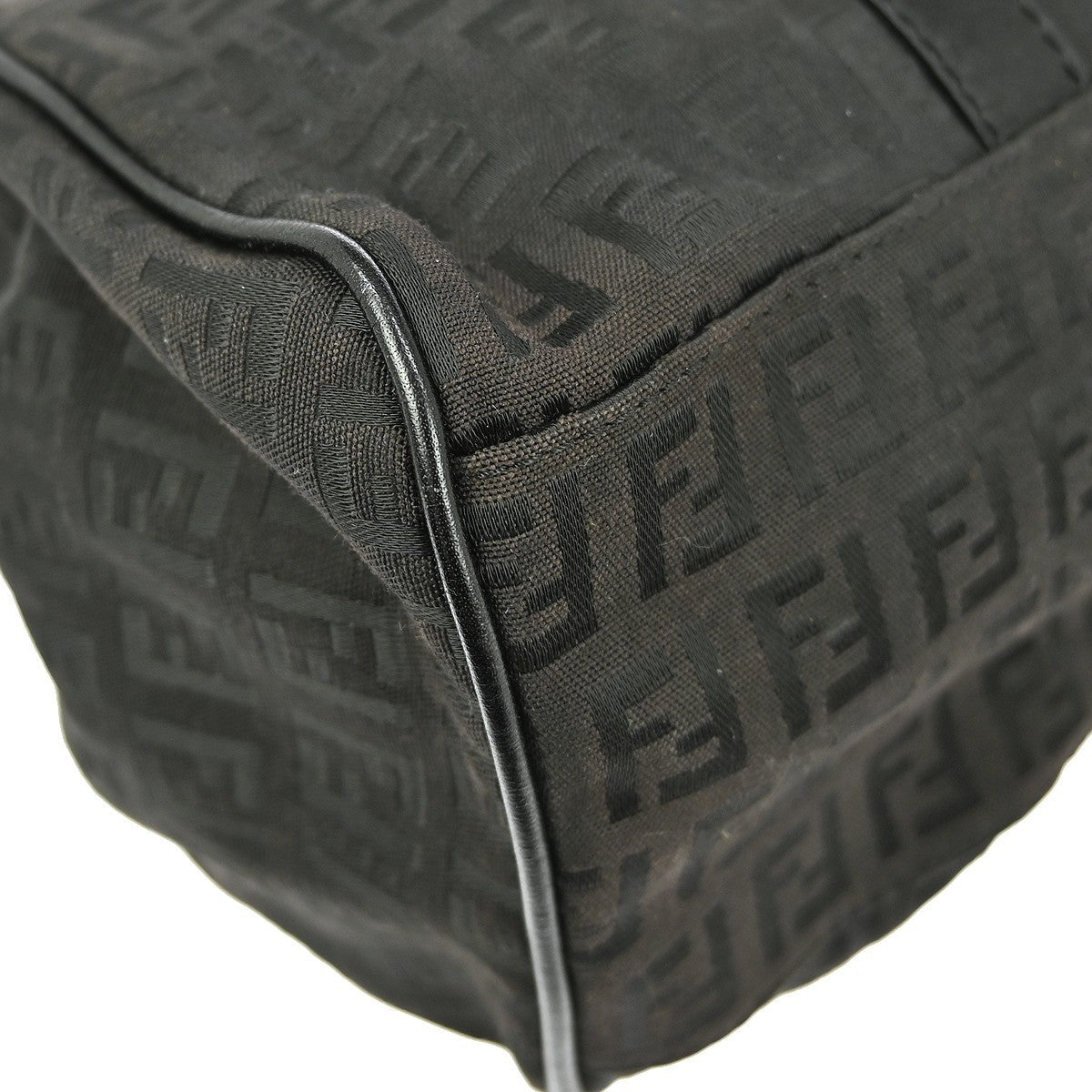 Fendi Belted Shoulder Bag Zucchino Canvas Black Canvas Handbag