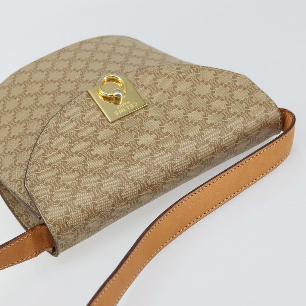 Celine Vintage Macadam Shoulder Bag Canvas Beige Canvas Shoulder Bag Bag