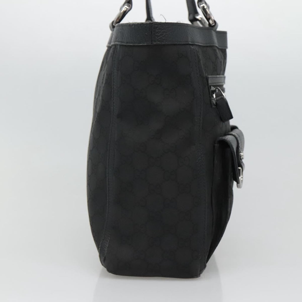 Gucci Abbey Pocket Tote Gg Canvas Black Canvas Tote Bag Bag (Pre-Owned)