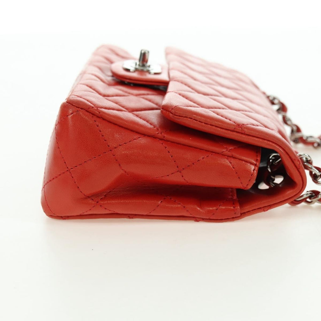 Chanel Flap Shoulder Bag Leather Red Leather Handbag