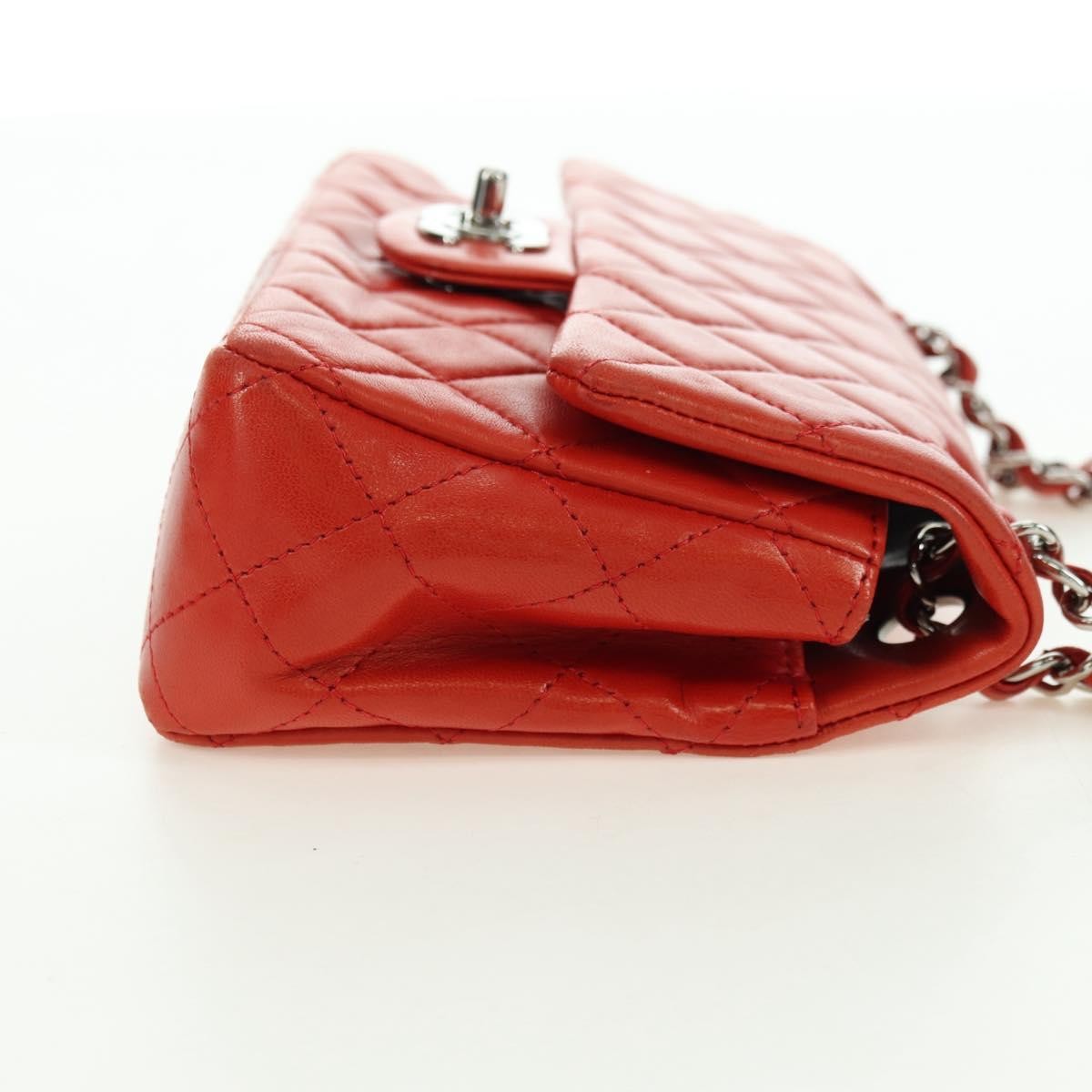 Chanel Flap Shoulder Bag Leather Red Leather Handbag